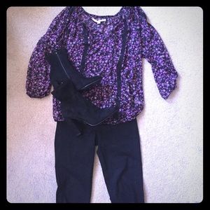 Floral long-sleeves blouse