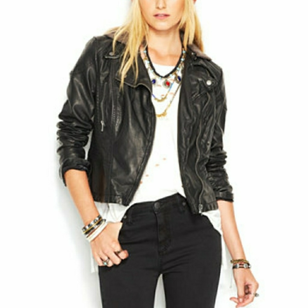 Dark Green Free People Feaux Leather Jacket