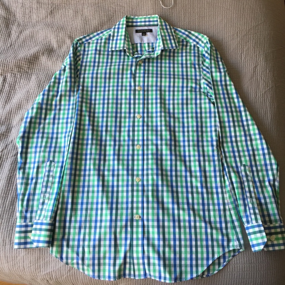 Green checkered Banana Republic dress shirt