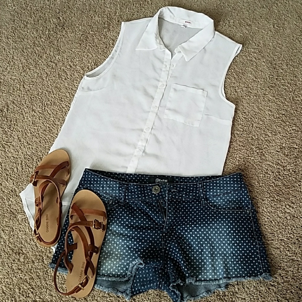 White Button Up Muscle Tee