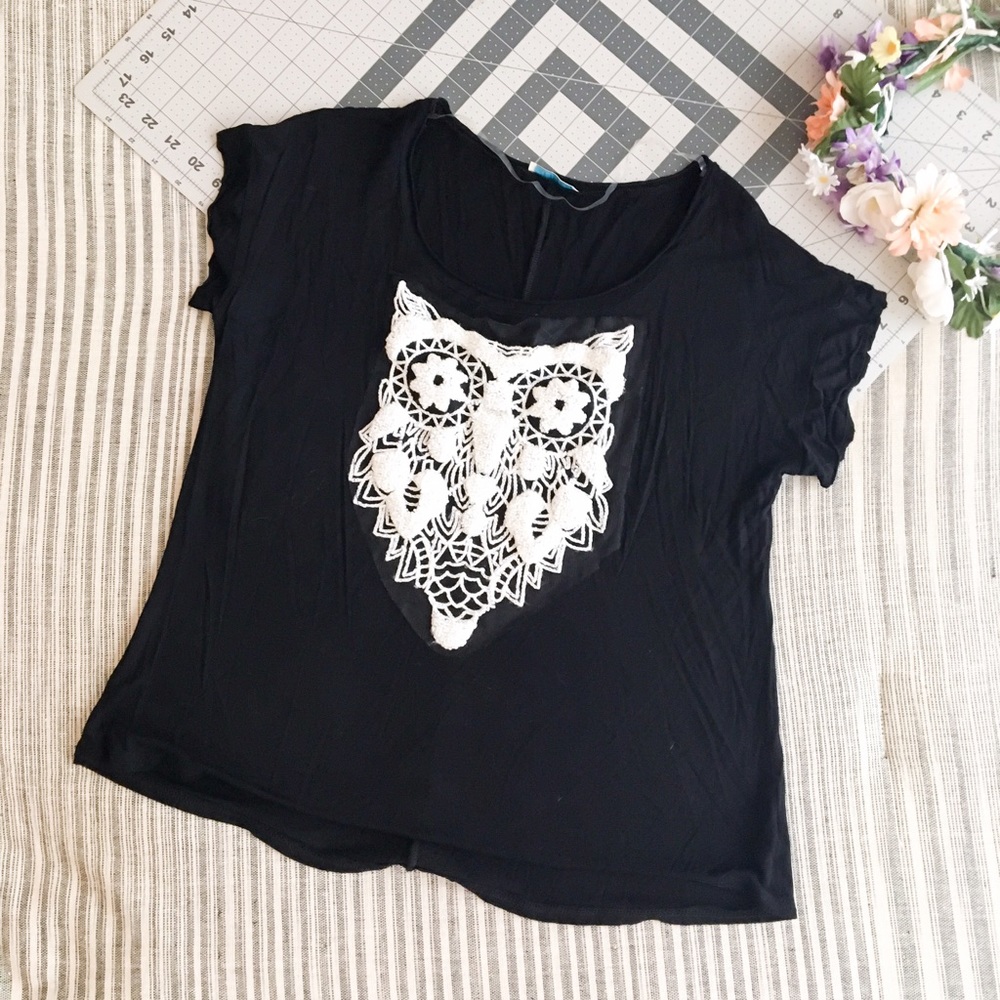Quilted Owl Black Shirt