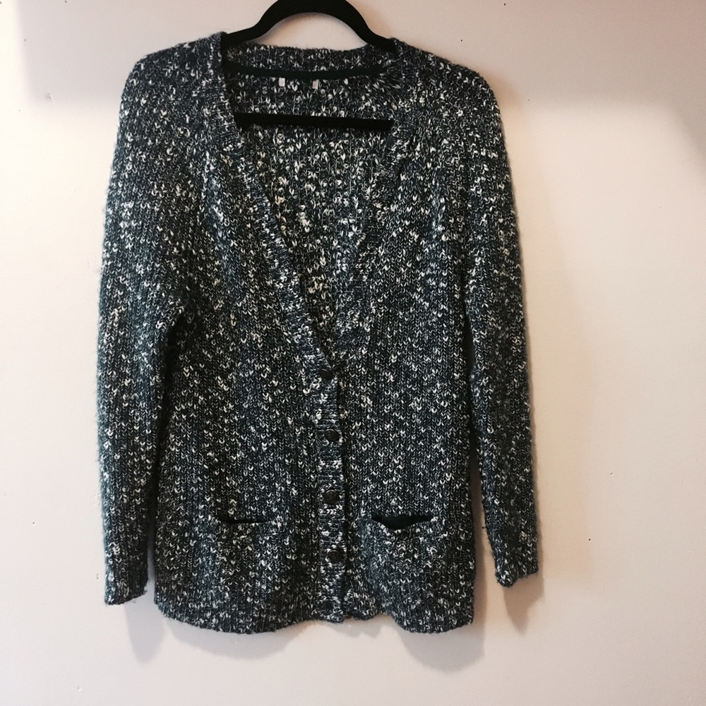 Hunter Green/White Knit Cardigan
