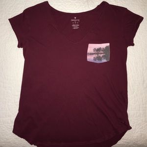 AEO maroon v-neck
