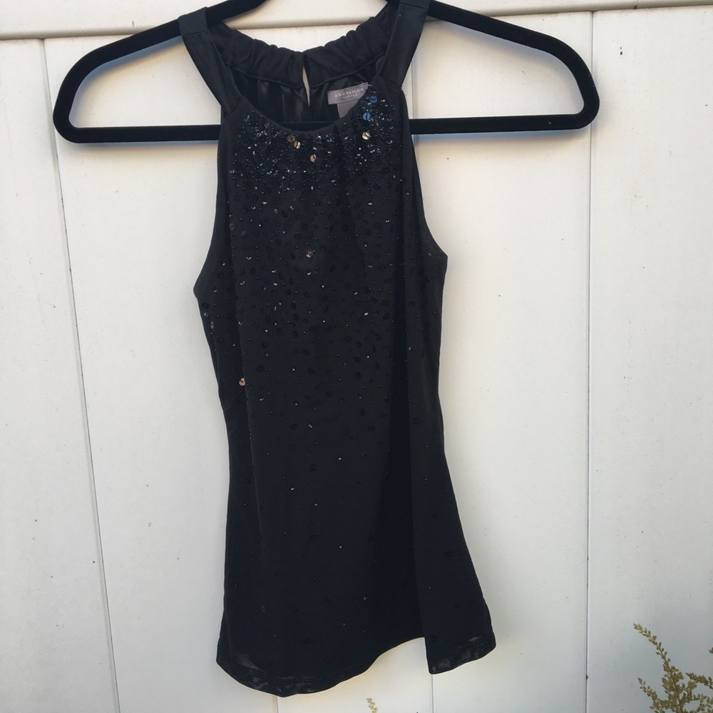 Ann Taylor Petites sexy black sequin top