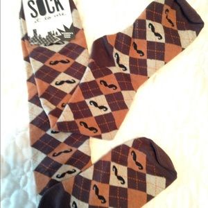 Knee socks with cute mustaches! New