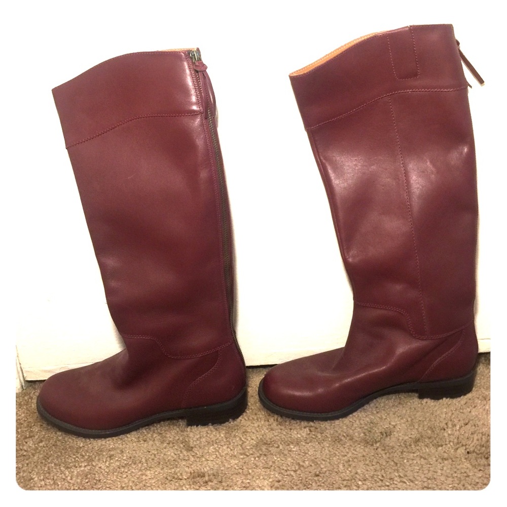 Wine Red Knee High Boots