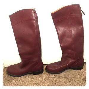 Wine Red Knee High Boots