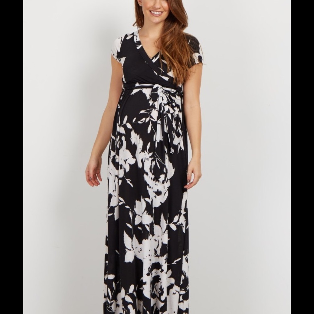 Floral abstract maternity maxi Pinkblush