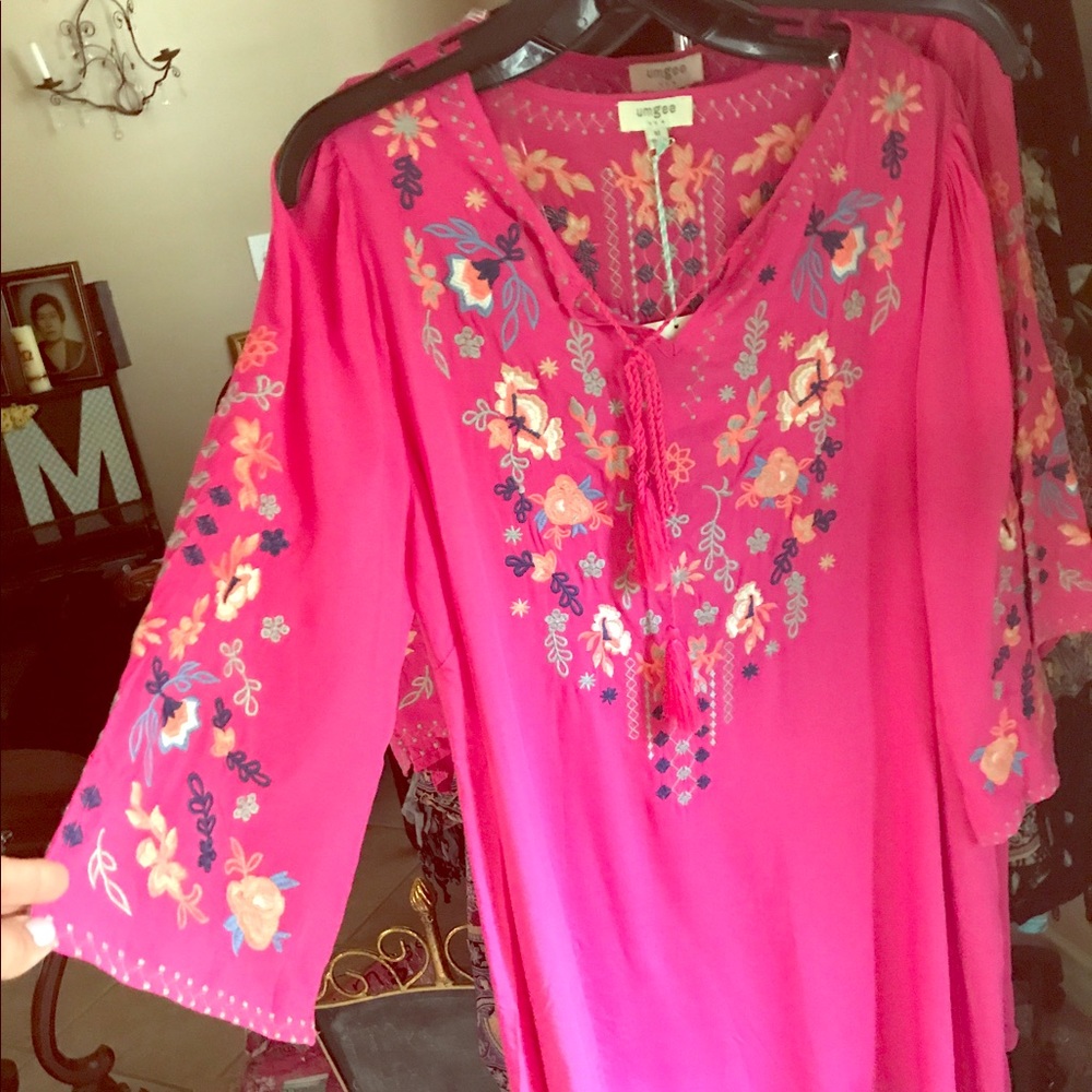 Lovely Umgee Hot Pink embroidered dress.S,M, L