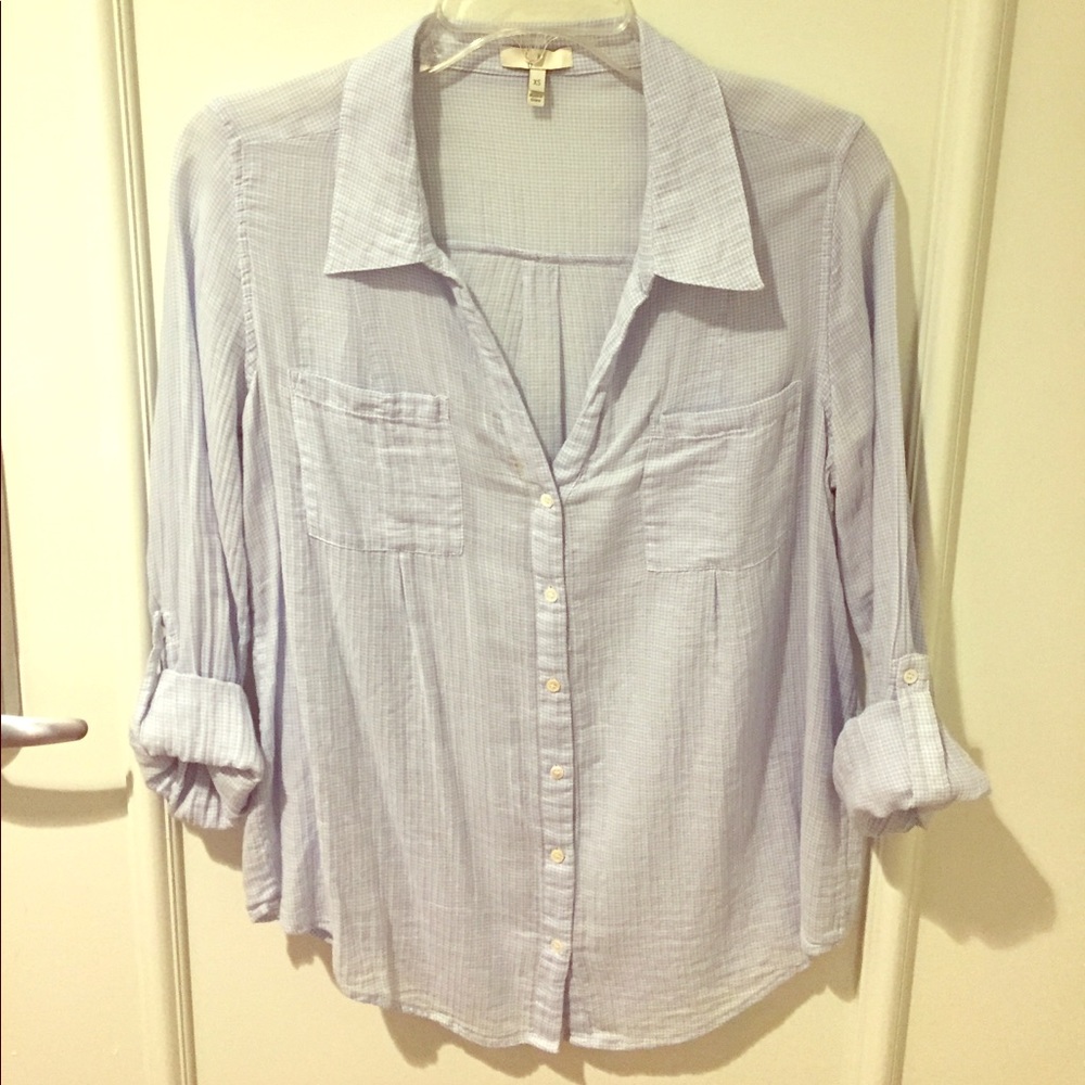 Joie blue and white button up size xs