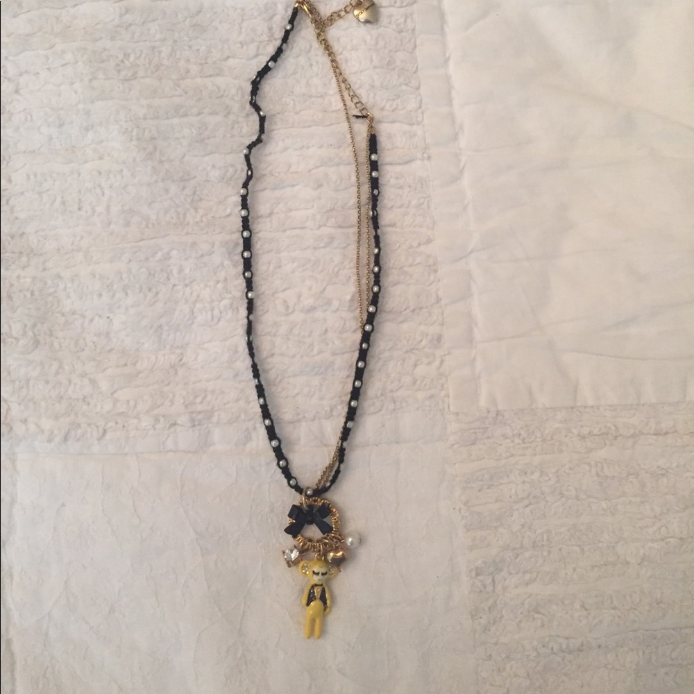 Betsy Johnson yellow bear necklace with charms