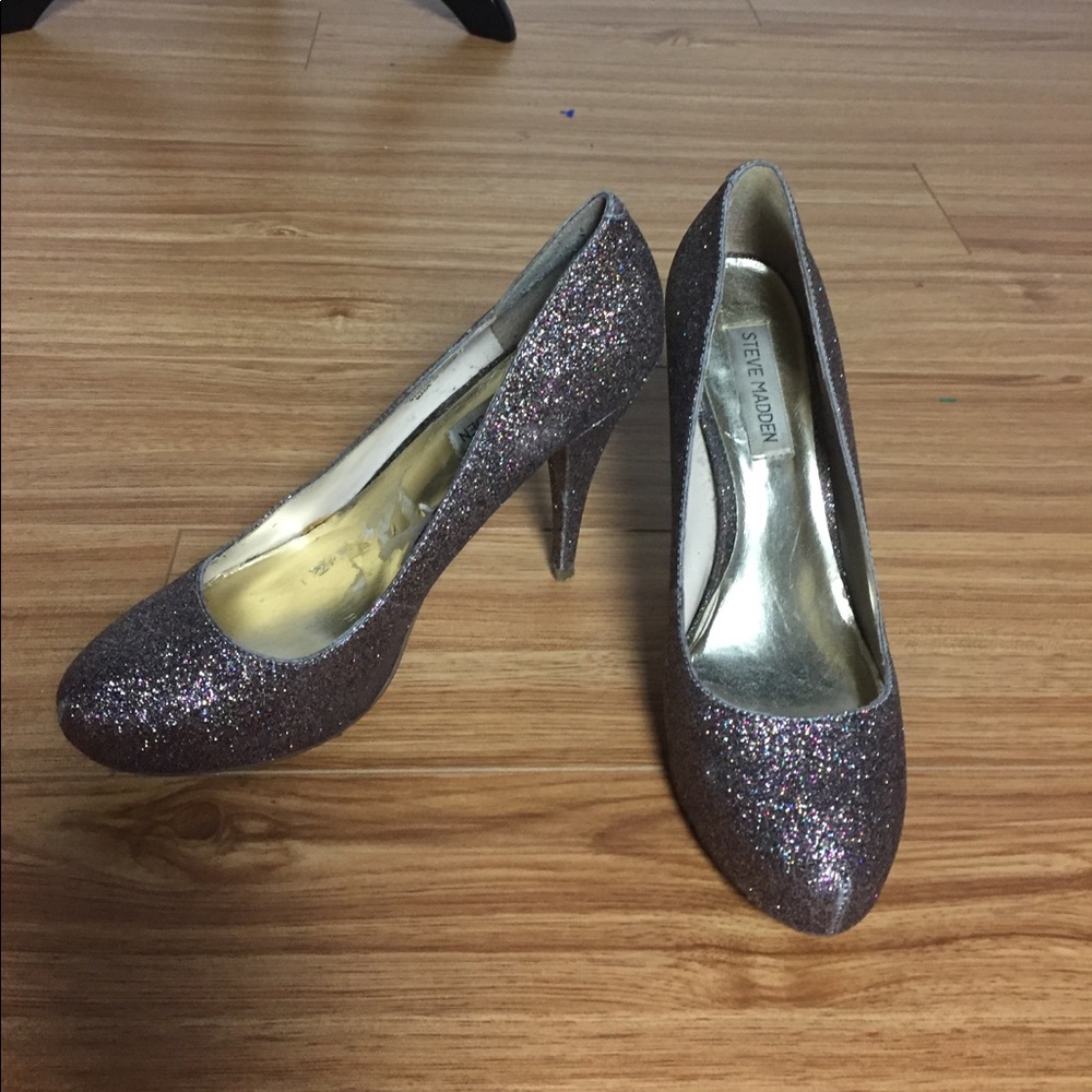 Steve Madden hidden platform glitter heels sz 8.5