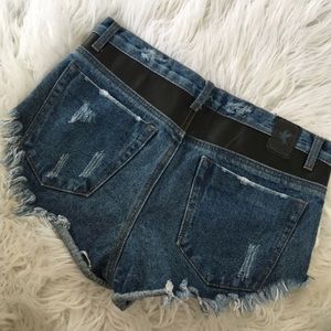 One Teaspoon Leather and Denim shorts