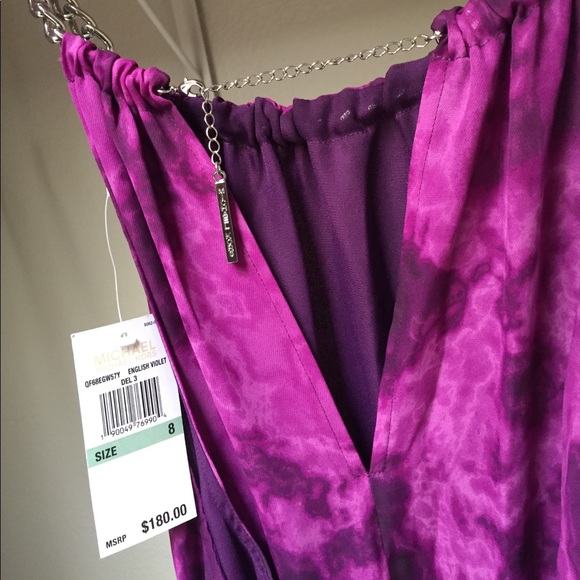 MICHAEL KORS VIOLET DRESS W/ CHAIN STRAPS - Picture 2 of 5
