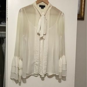 Long-sleeve ruffle blouse