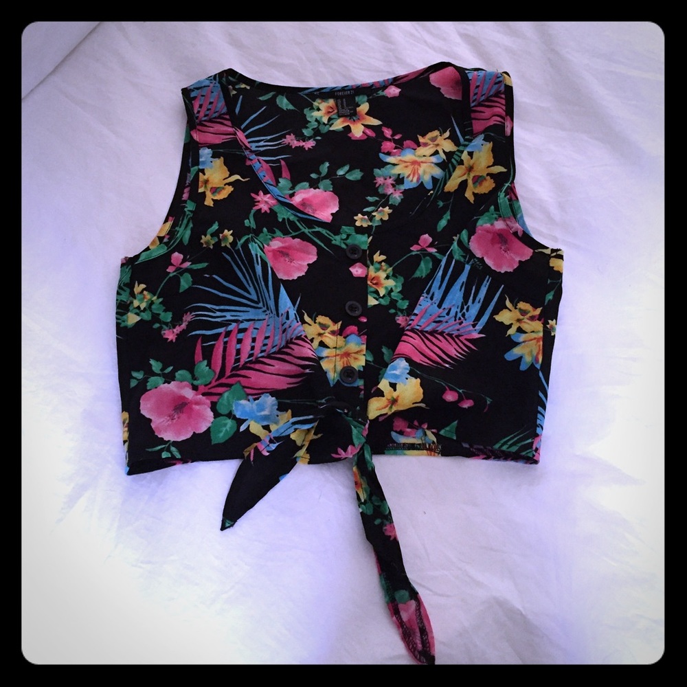 Hawaiian print tie tank top