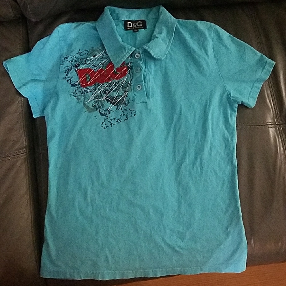 Blue Dolce Gabana embellished polo