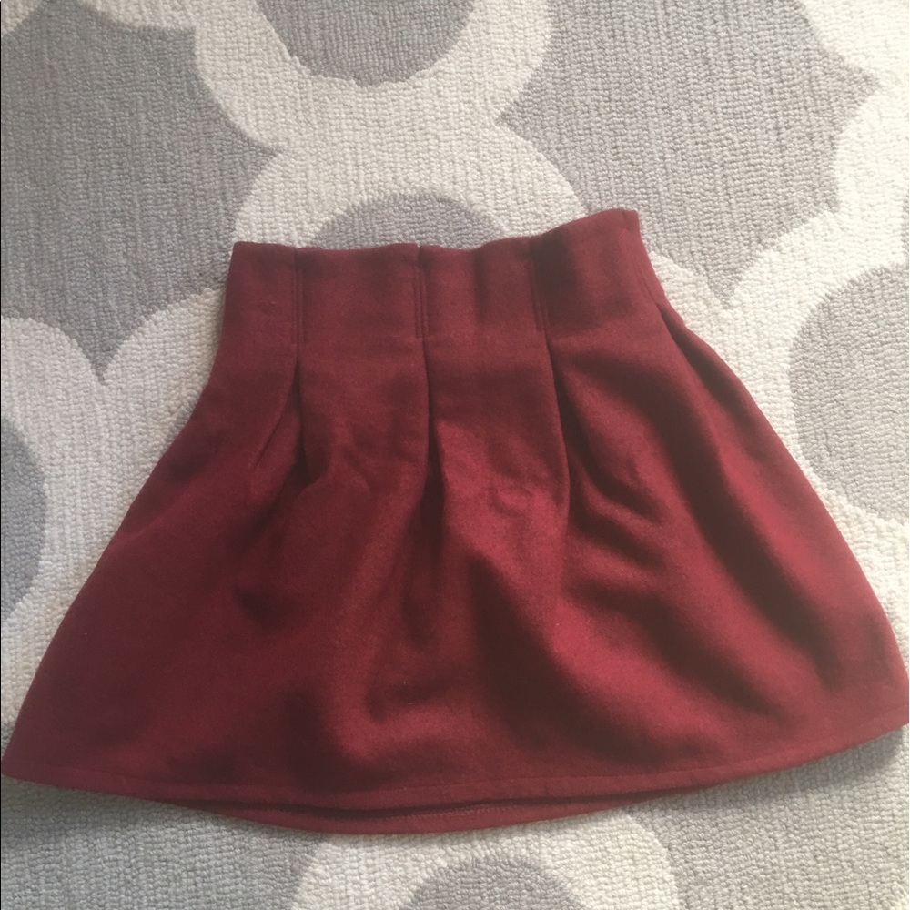 Maroon Pleated Mini Skirt