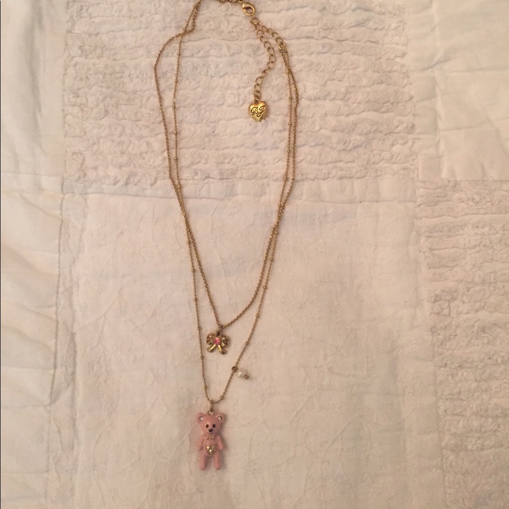 Pretty pink bear necklace with charms!