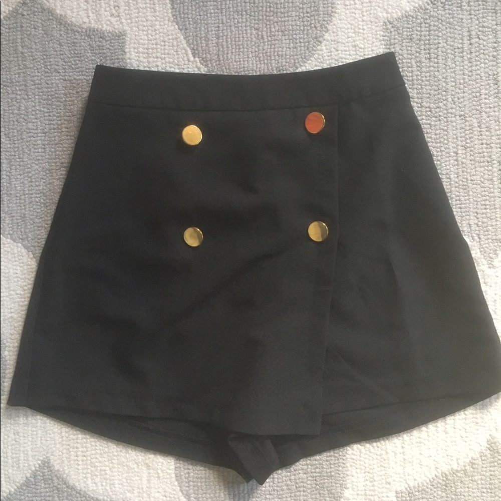 Black Skort W Gold Buttons