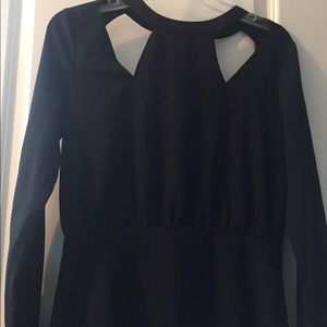 Navy long sleeve sparkle and fade dress