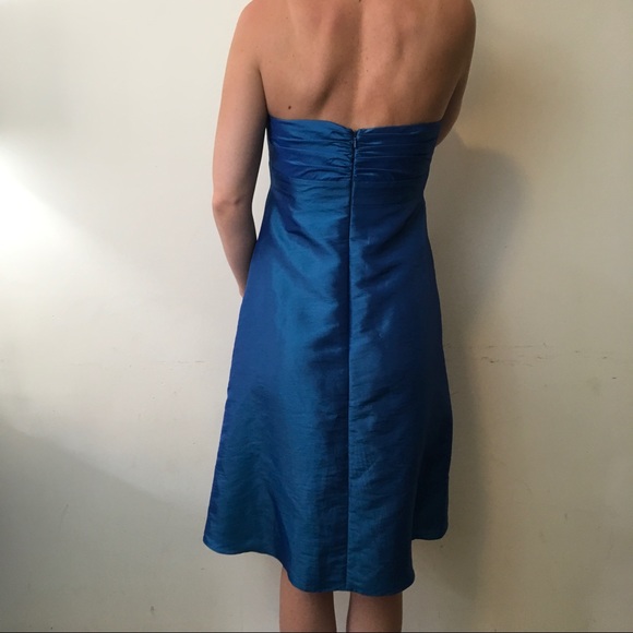 Badgley Mischka Bridesmaids Blue Organza Dress - Picture 3 of 6