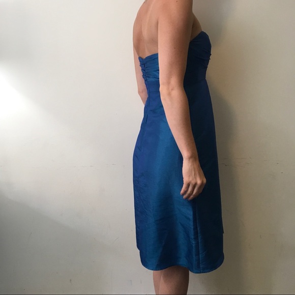 Badgley Mischka Bridesmaids Blue Organza Dress - Picture 4 of 6