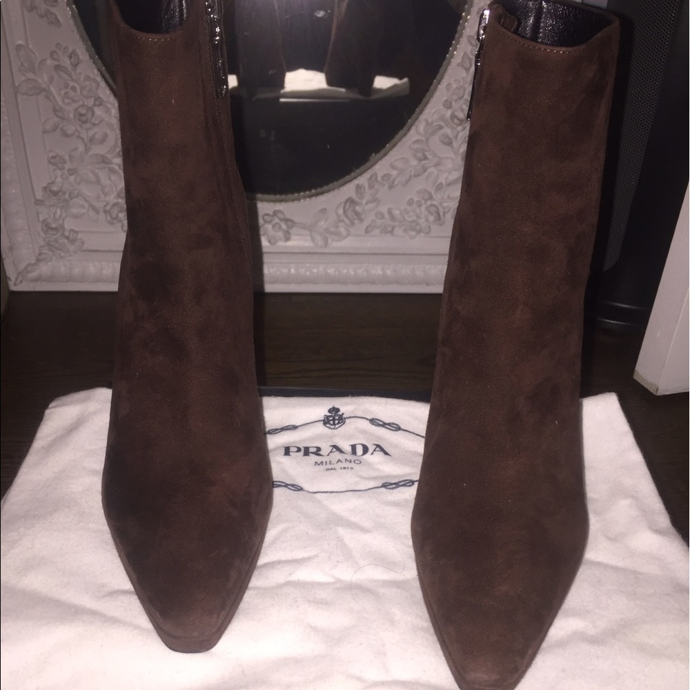 Prada brown suede ankle boots size 6