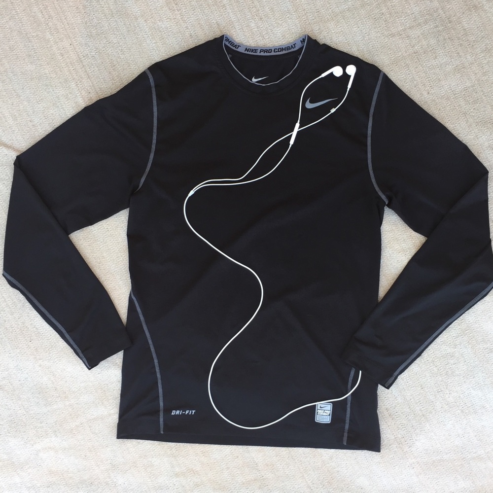 Men's NIKE Pro Combat Dri-fit Black Long Sleeve