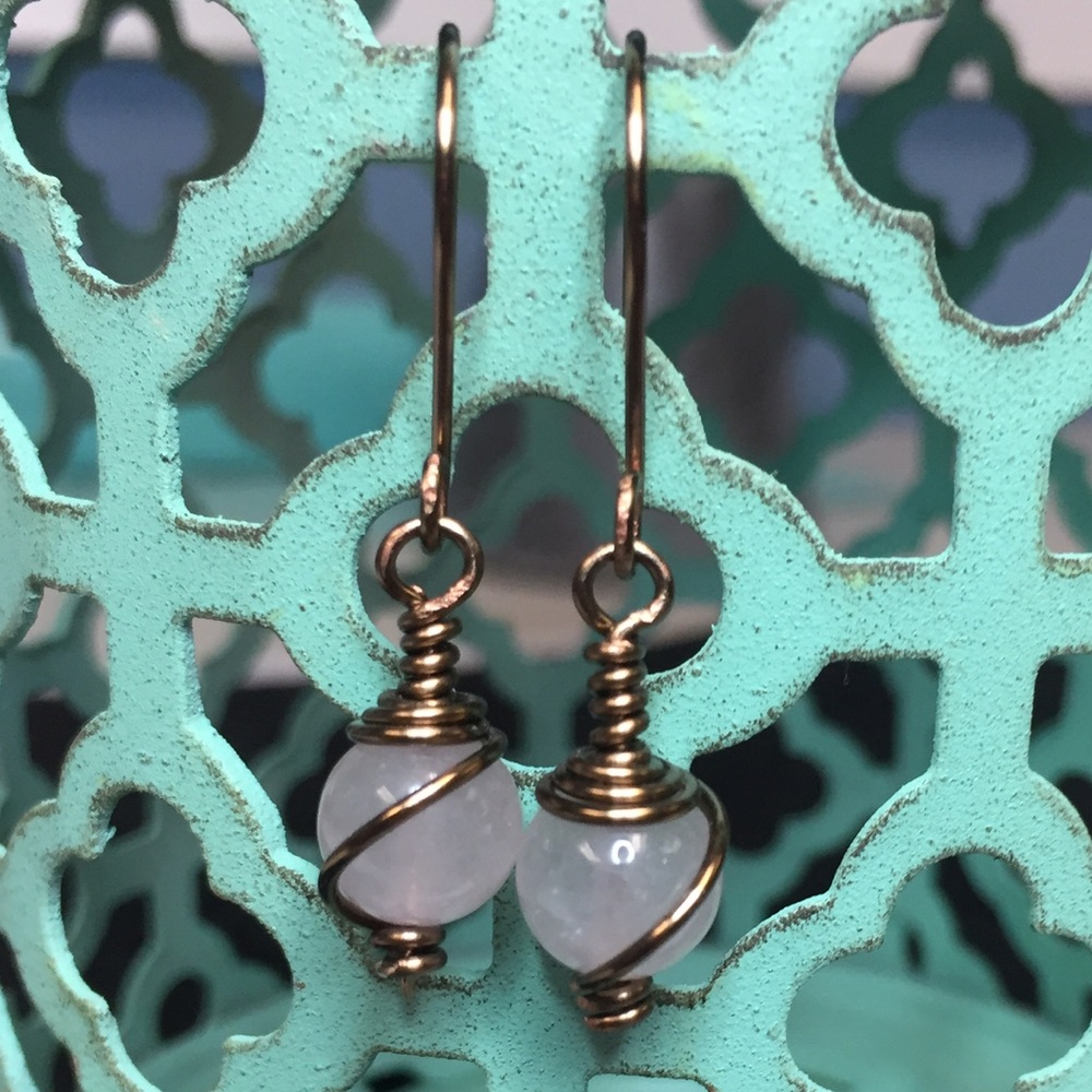Artisan Earrings Handcrafted w/natural stone/brass
