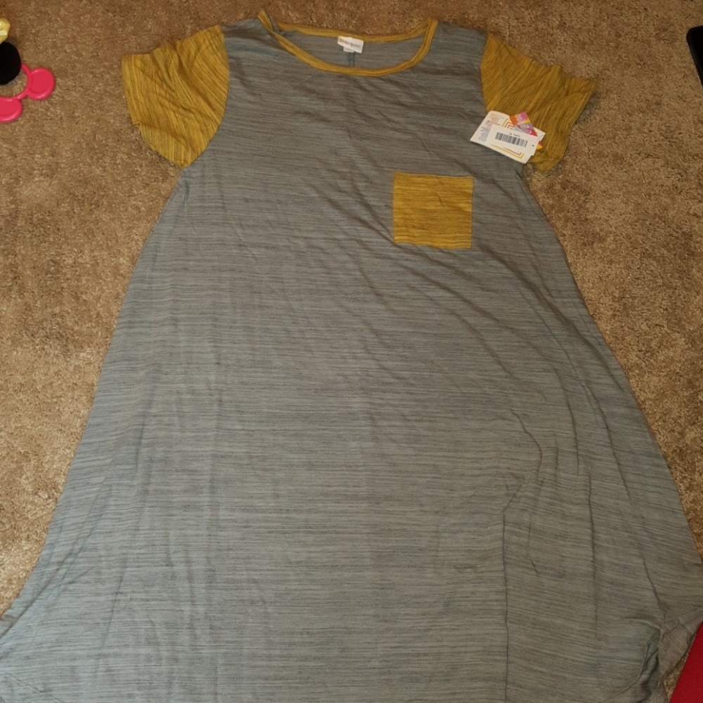 Nwt xl lularoe gray Carly with yellow accents
