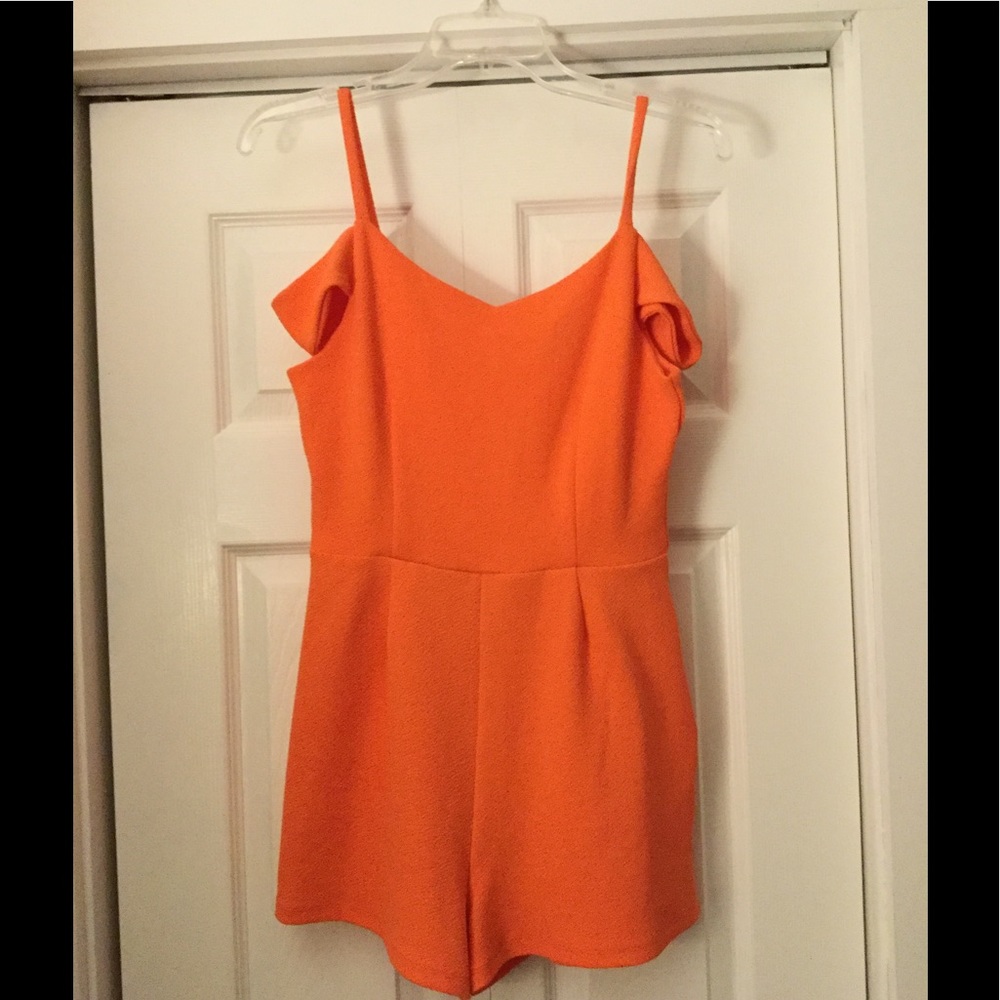 Off the shoulder Orange Romper