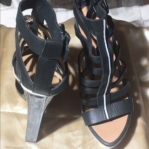 L.A.M.B platform Lucite caged platform sandals