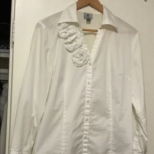 Long sleeve, white flower blouse