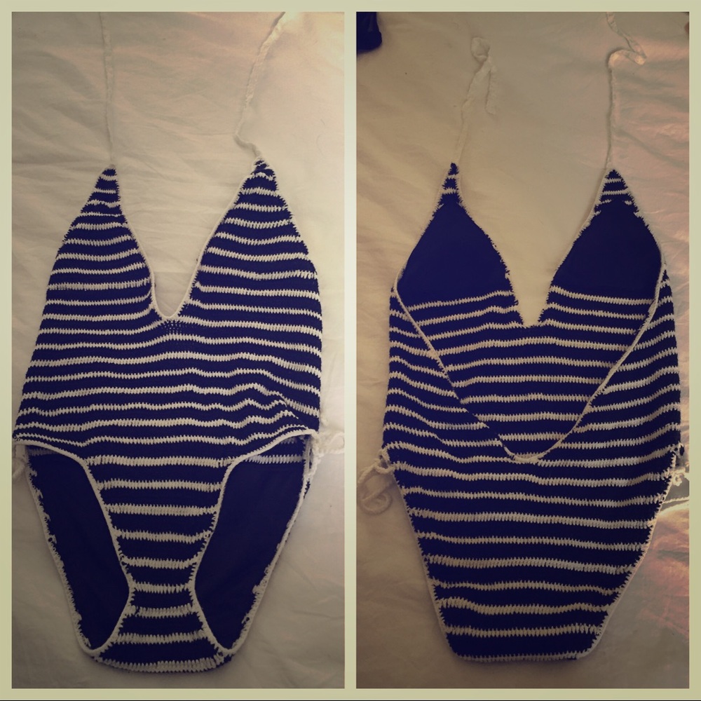 Knit striped body suit/swim suit