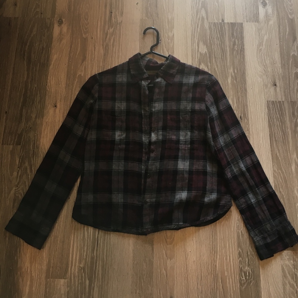 Enza Costa Hi Lo Button up in Burgundy