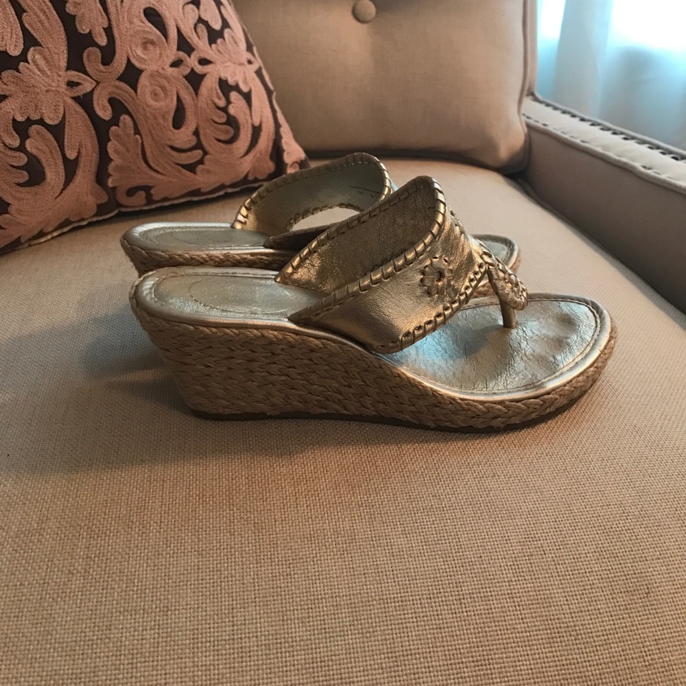 Jack Rogers Metallic Leather Wedge Sandal