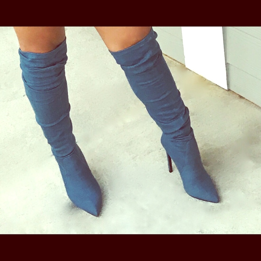 Knee High Jean Heels