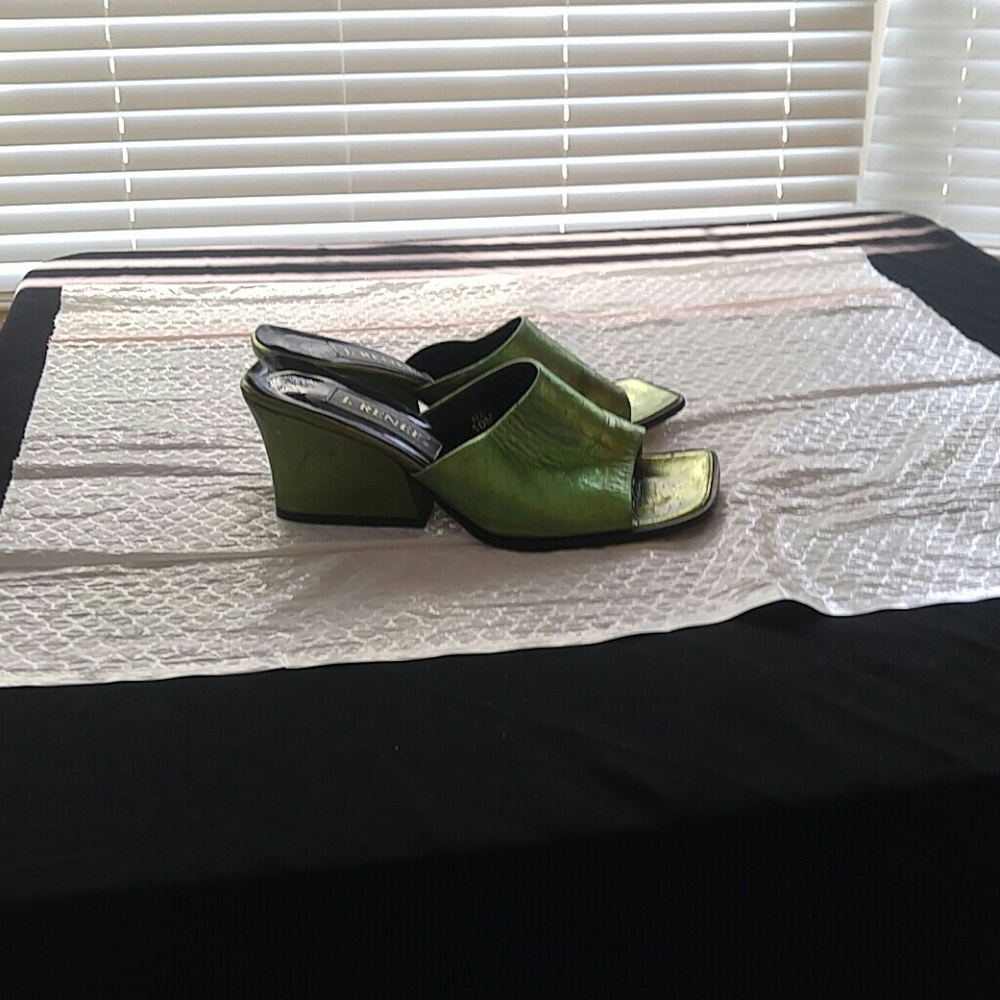 Metallic Green Wedge Heels