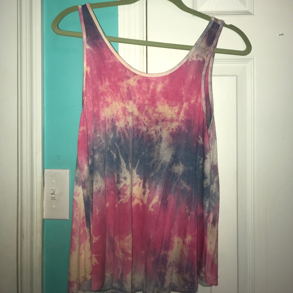 Pink and blue tie dye tank