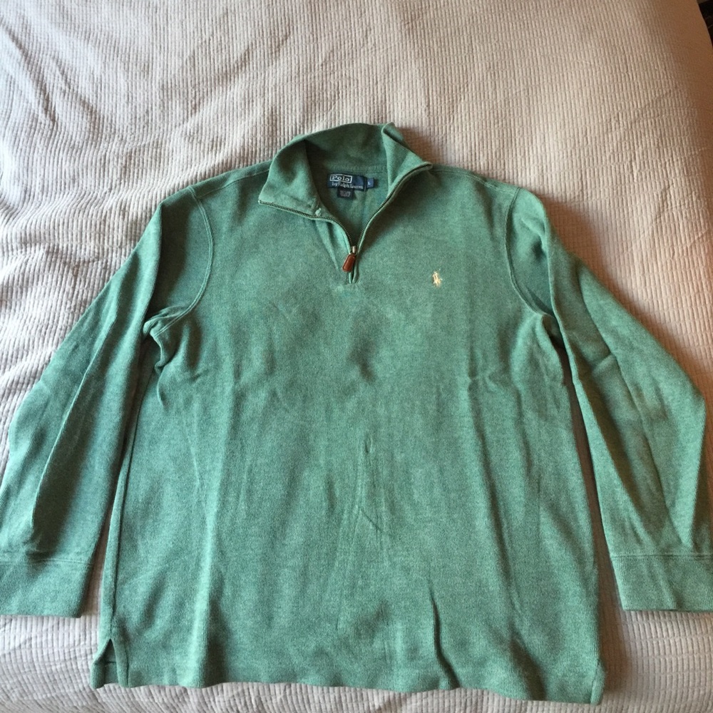 Sage green Polo Ralph Lauren half-zip sweater