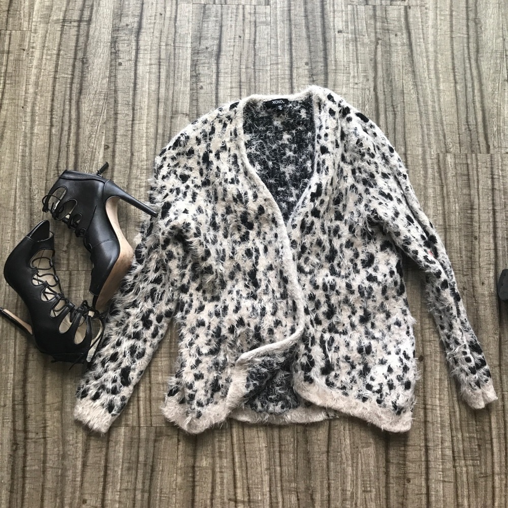 Black and white spotted fuzzy fleece