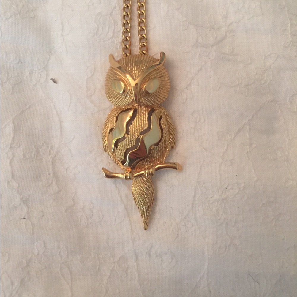 Gold owl necklace