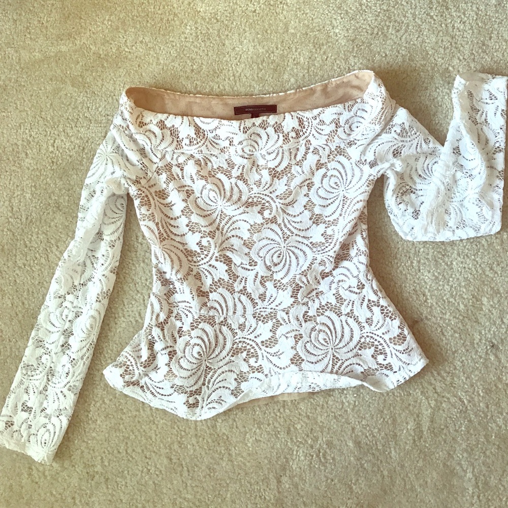 BCBGMAXAZRIA lace off-the-shoulder top