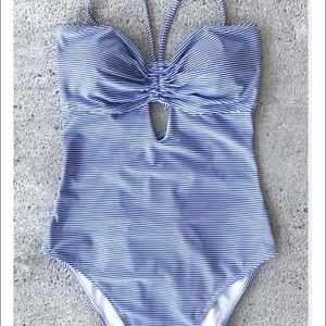 Cupshe So Breezy Stripe Lace Up One-piece Swimsuit