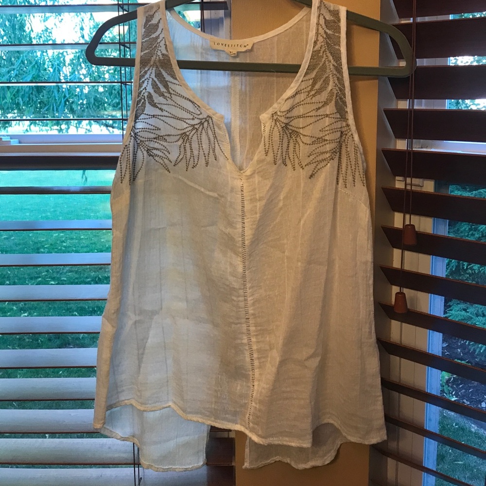 Love Stitch tank with tan stitching