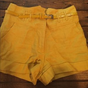 Forever 21 high waist yellow shorts with belt