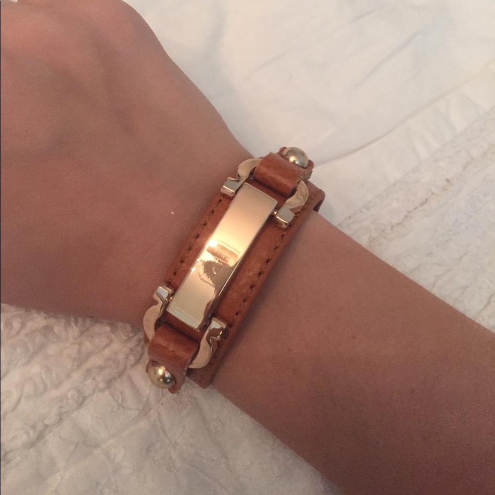 Leather wrap with gold detail bracelet