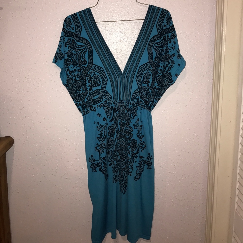 Blue and black casual dress