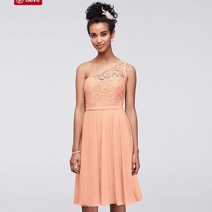David's Bridal, Bellini one-shoulder dress, size 0
